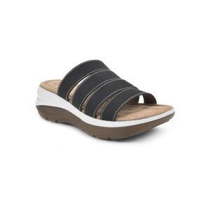 WHITE MOUNTAIN FOOTBEDS Womens Brown OutFascinate Wedge Slide Sandals 7 M